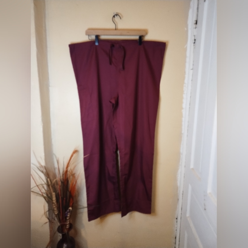 Cherokee Work wear Unisex Burgundy Uniform Wide-Leg Pants Size Large